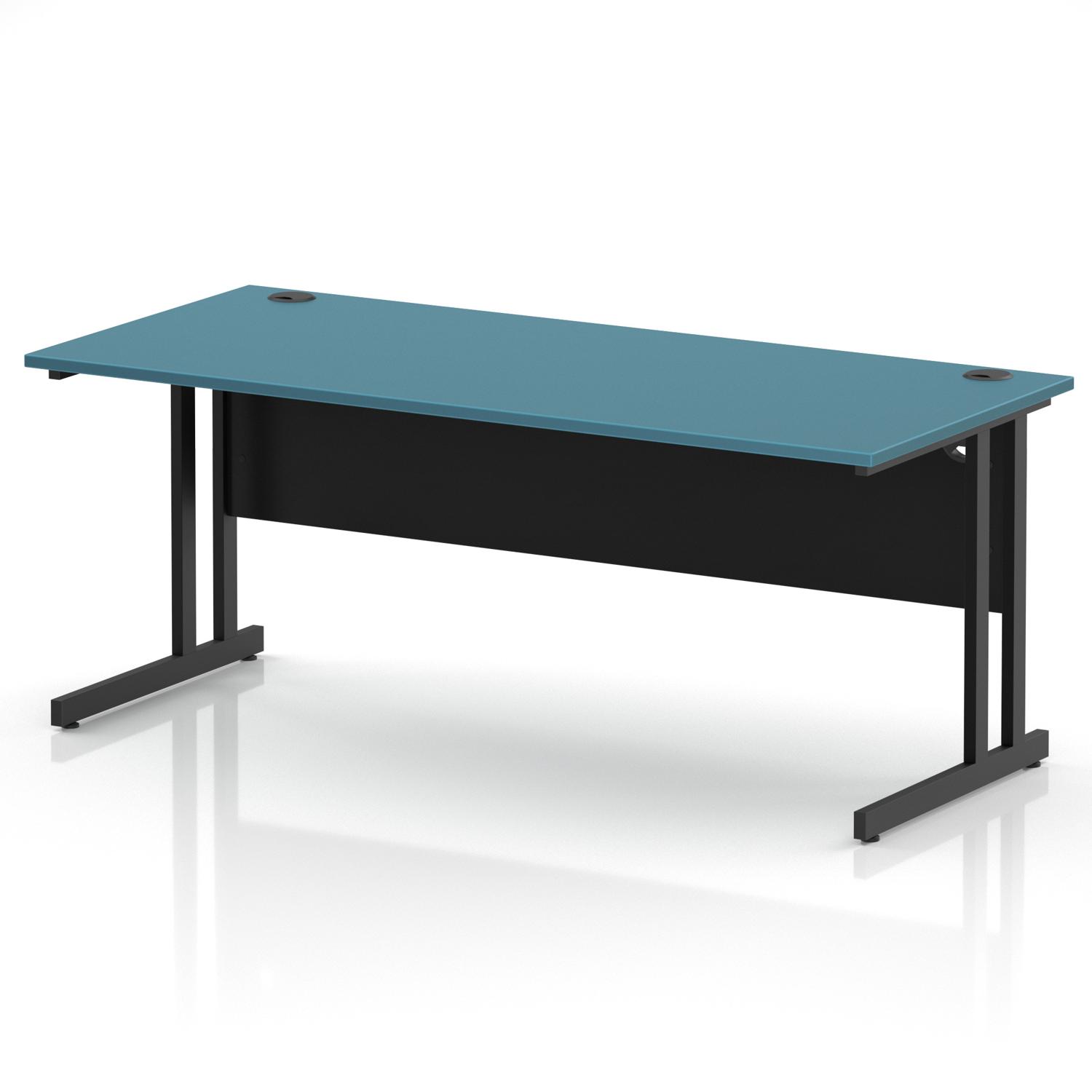Impulse 1800 x 800mm Straight Office Desk Dark Teal Top Black Cantilever Leg Impulse 1800 x 800mm Straight Office Desk Dark Teal Top Black Cantilever Leg