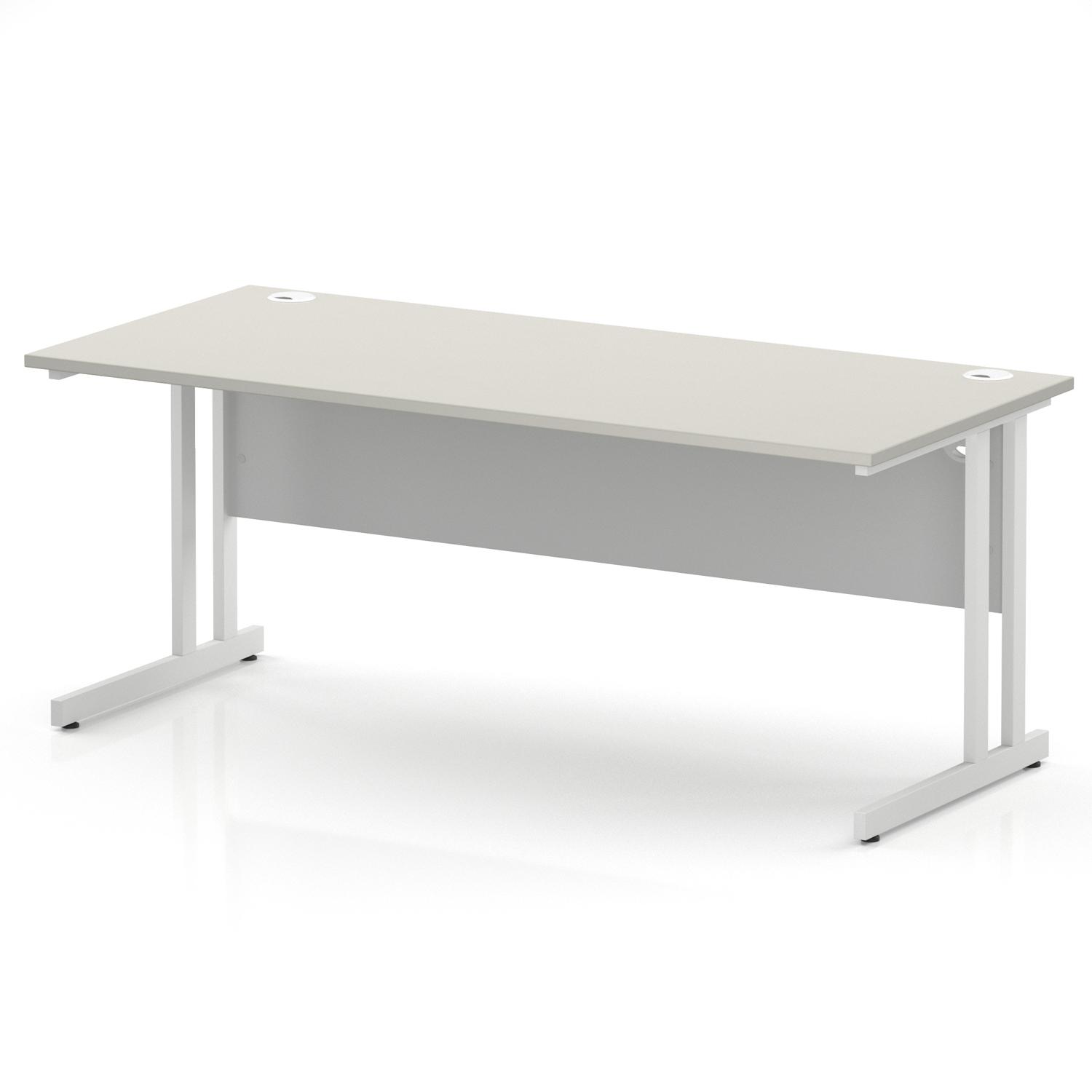 Impulse 1800 x 800mm Straight Office Desk Dove Grey Top White Cantilever Leg Impulse 1800 x 800mm Straight Office Desk Dove Grey Top White Cantilever Leg