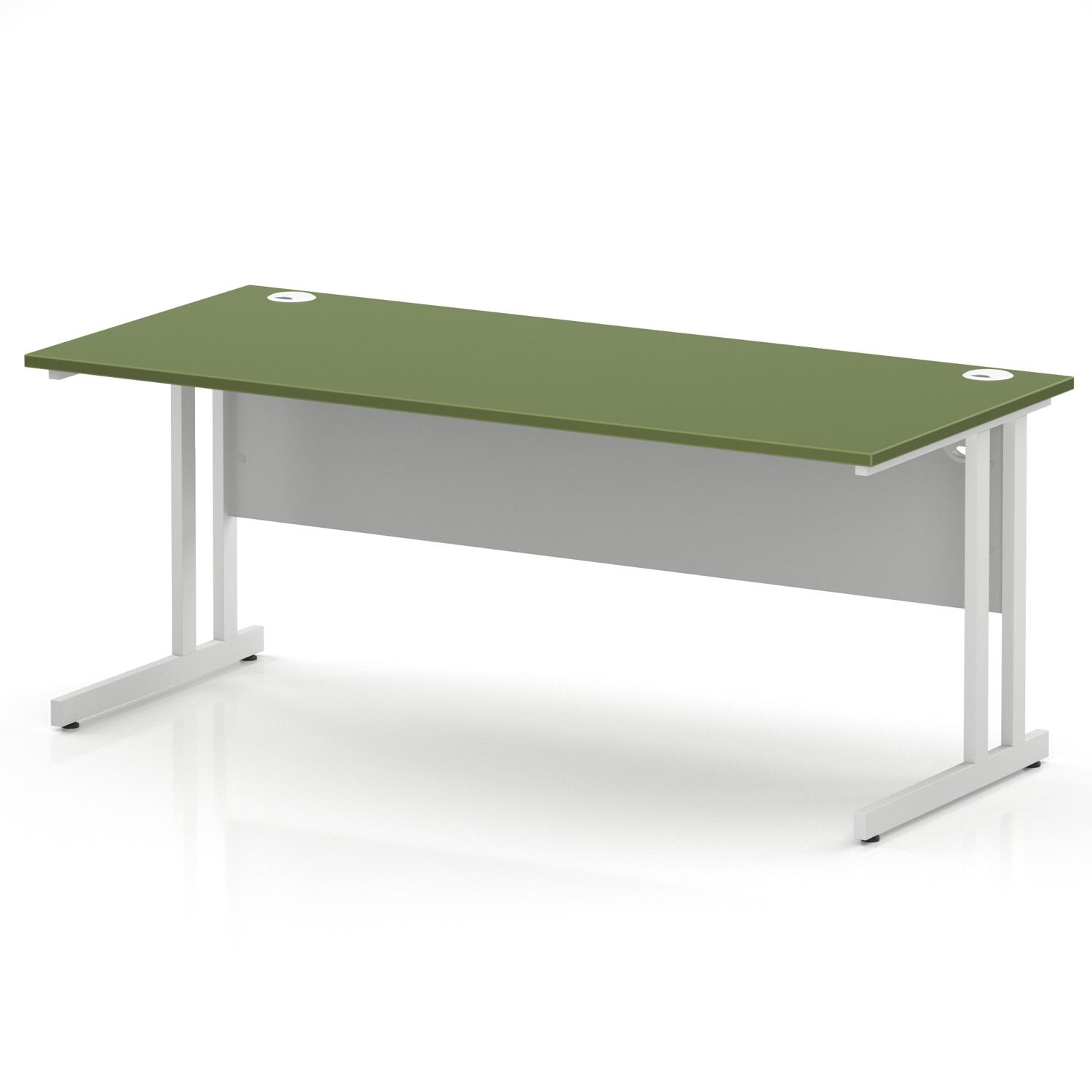 Impulse 1800 x 800mm Straight Office Desk Moss Green Top White Cantilever Leg Impulse 1800 x 800mm Straight Office Desk Moss Green Top White Cantilever Leg