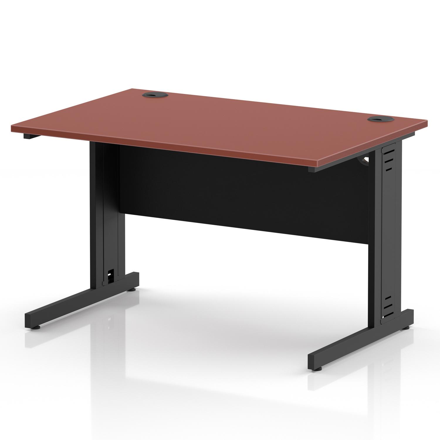 Impulse 1200 x 800mm Straight Office Desk Brick Red Top Black Cable Managed Leg Impulse 1200 x 800mm Straight Office Desk Brick Red Top Black Cable Managed Leg