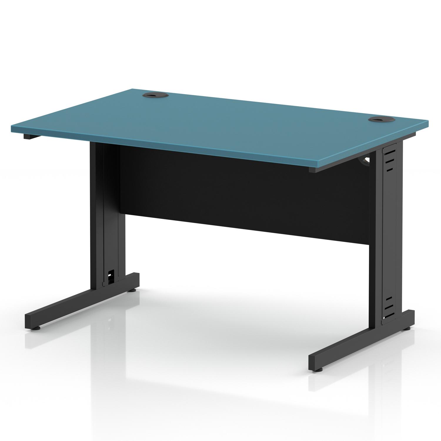 Impulse 1200 x 800mm Straight Office Desk Dark Teal Top Black Cable Managed Leg Impulse 1200 x 800mm Straight Office Desk Dark Teal Top Black Cable Managed Leg