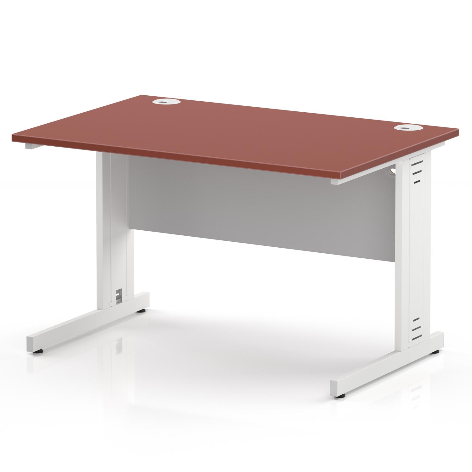 Impulse 1200 x 800mm Straight Office Desk Brick Red Top White Cable Managed Leg Impulse 1200 x 800mm Straight Office Desk Brick Red Top White Cable Managed Leg
