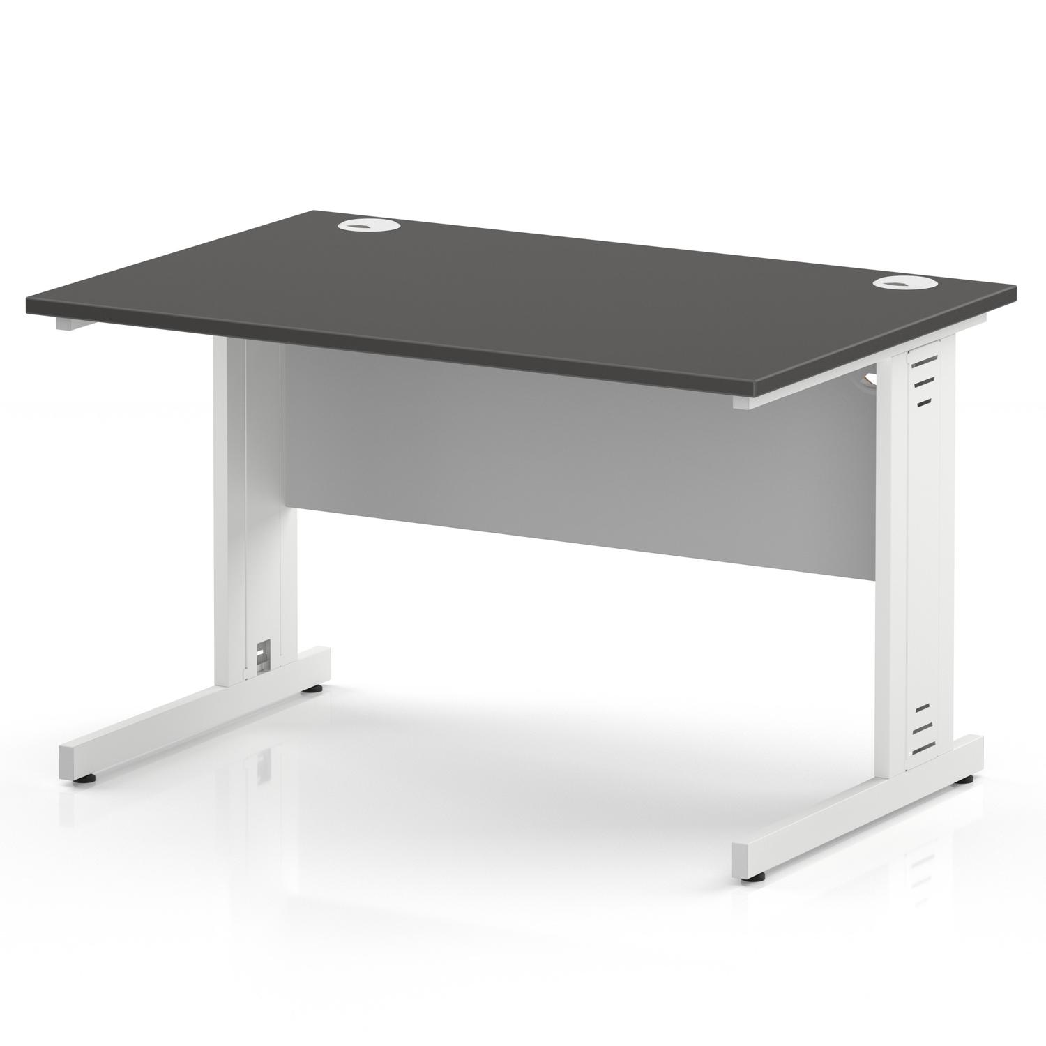 Impulse 1200 x 800mm Straight Office Desk Carbon Grey Top White Cable Managed Leg Impulse 1200 x 800mm Straight Office Desk Carbon Grey Top White Cable Managed Leg