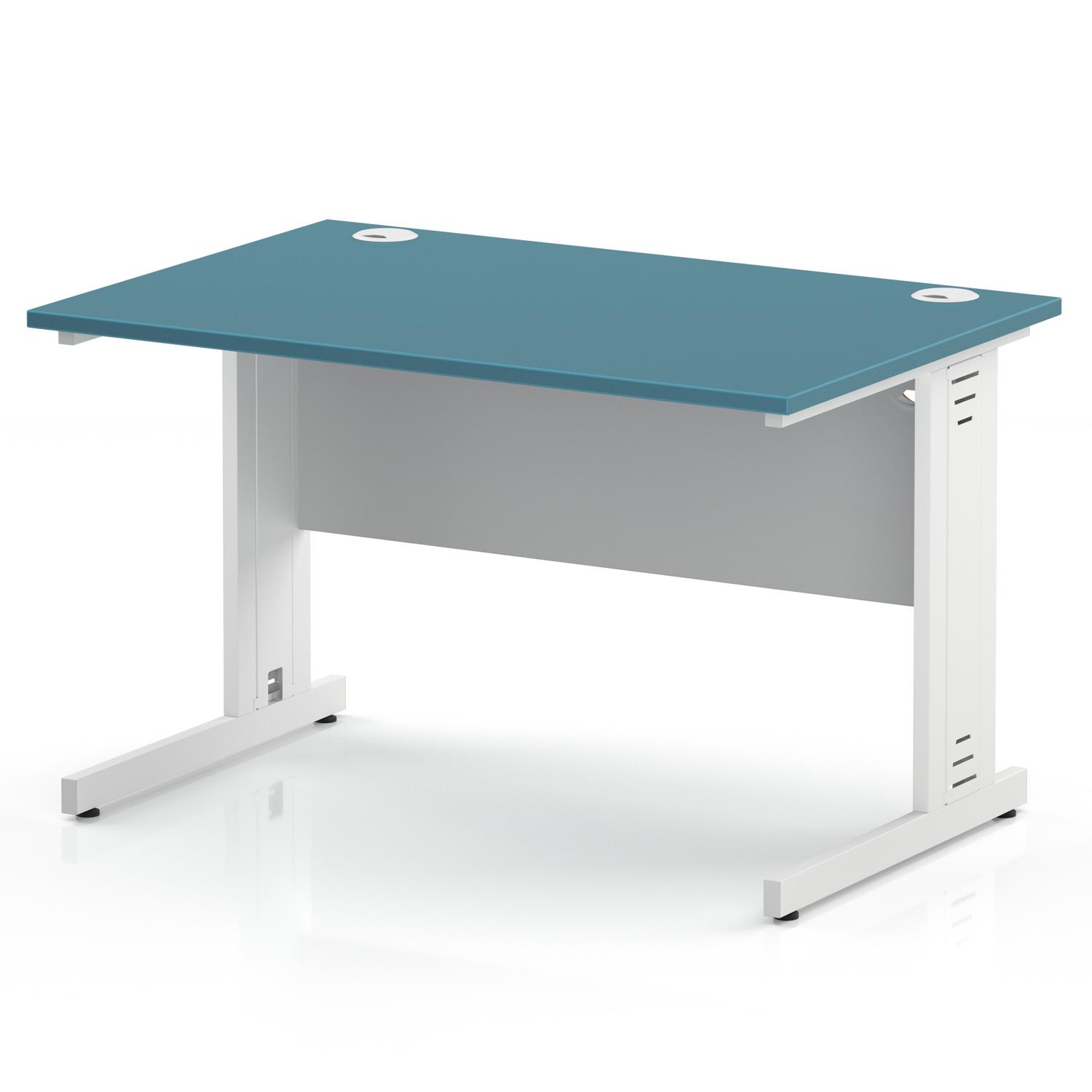 Impulse 1200 x 800mm Straight Office Desk Dark Teal Top White Cable Managed Leg Impulse 1200 x 800mm Straight Office Desk Dark Teal Top White Cable Managed Leg