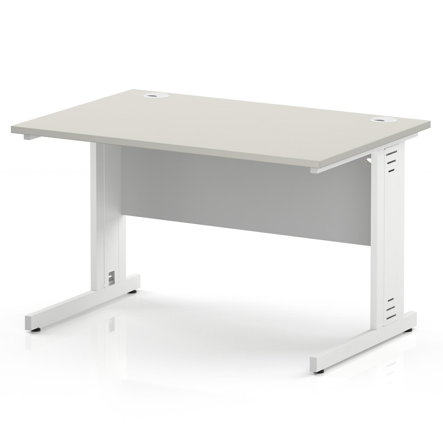 Impulse 1200 x 800mm Straight Office Desk Dove Grey Top White Cable Managed Leg Impulse 1200 x 800mm Straight Office Desk Dove Grey Top White Cable Managed Leg