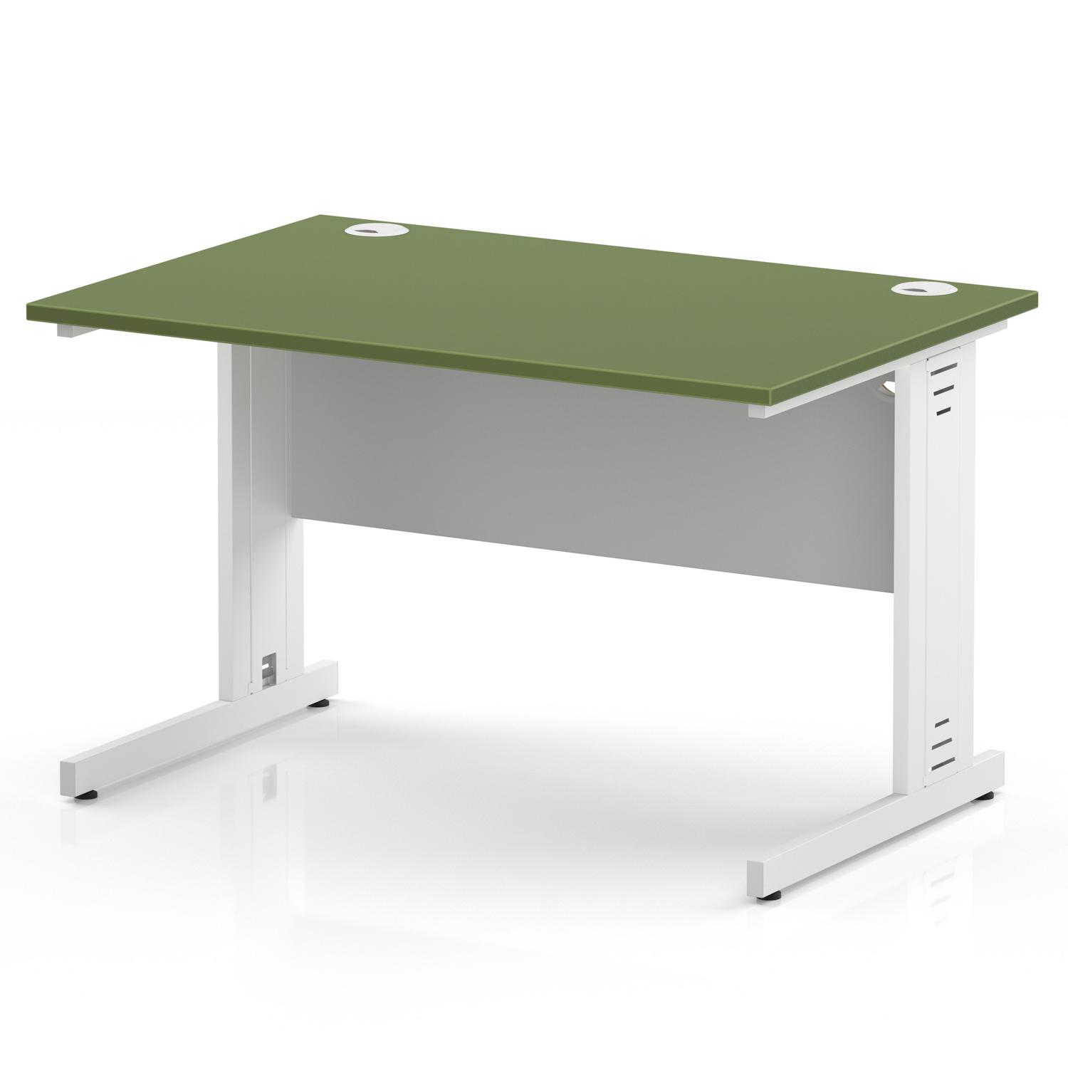 Impulse 1200 x 800mm Straight Office Desk Moss Green Top White Cable Managed Leg Impulse 1200 x 800mm Straight Office Desk Moss Green Top White Cable Managed Leg