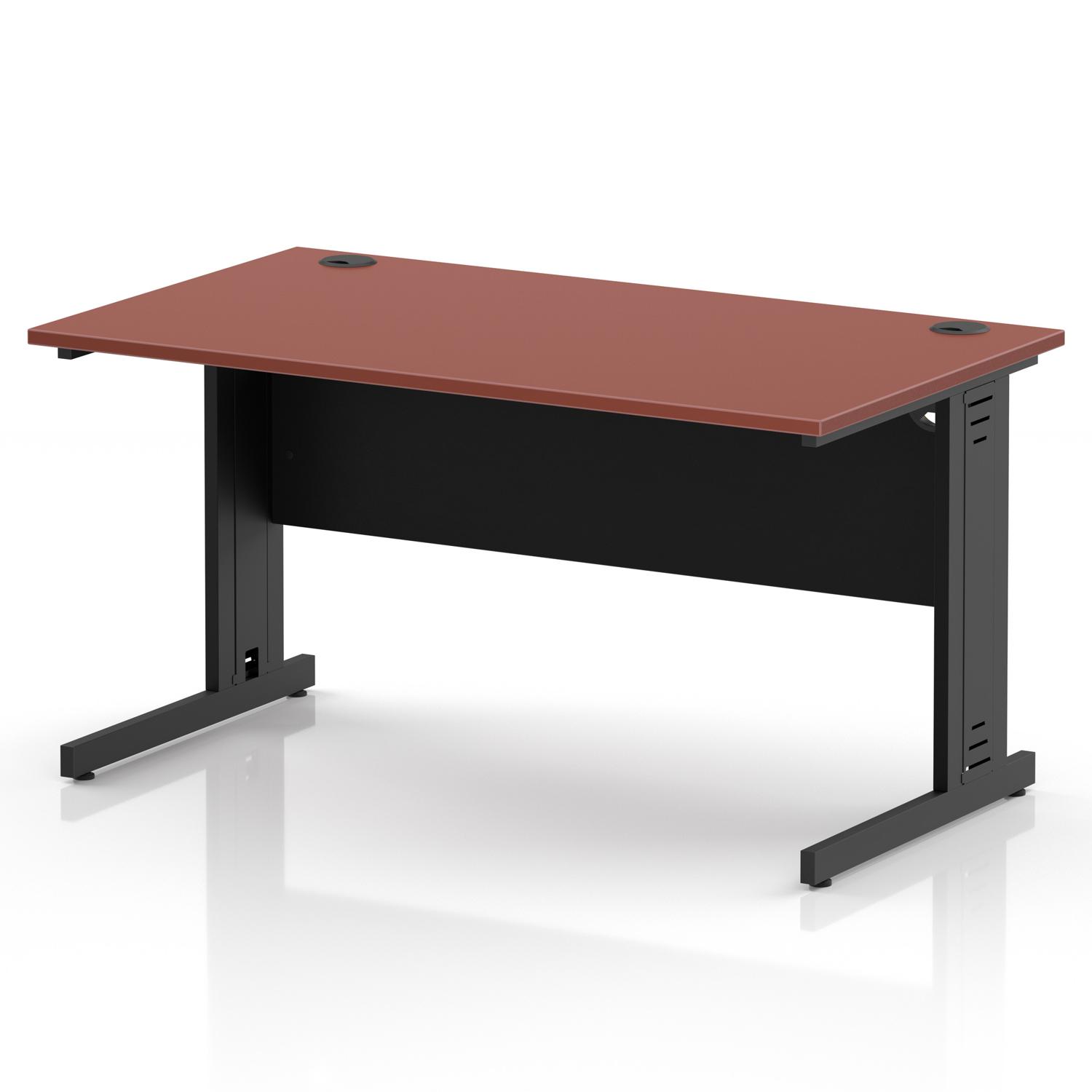 Impulse 1400 x 800mm Straight Office Desk Brick Red Top Black Cable Managed Leg Impulse 1400 x 800mm Straight Office Desk Brick Red Top Black Cable Managed Leg