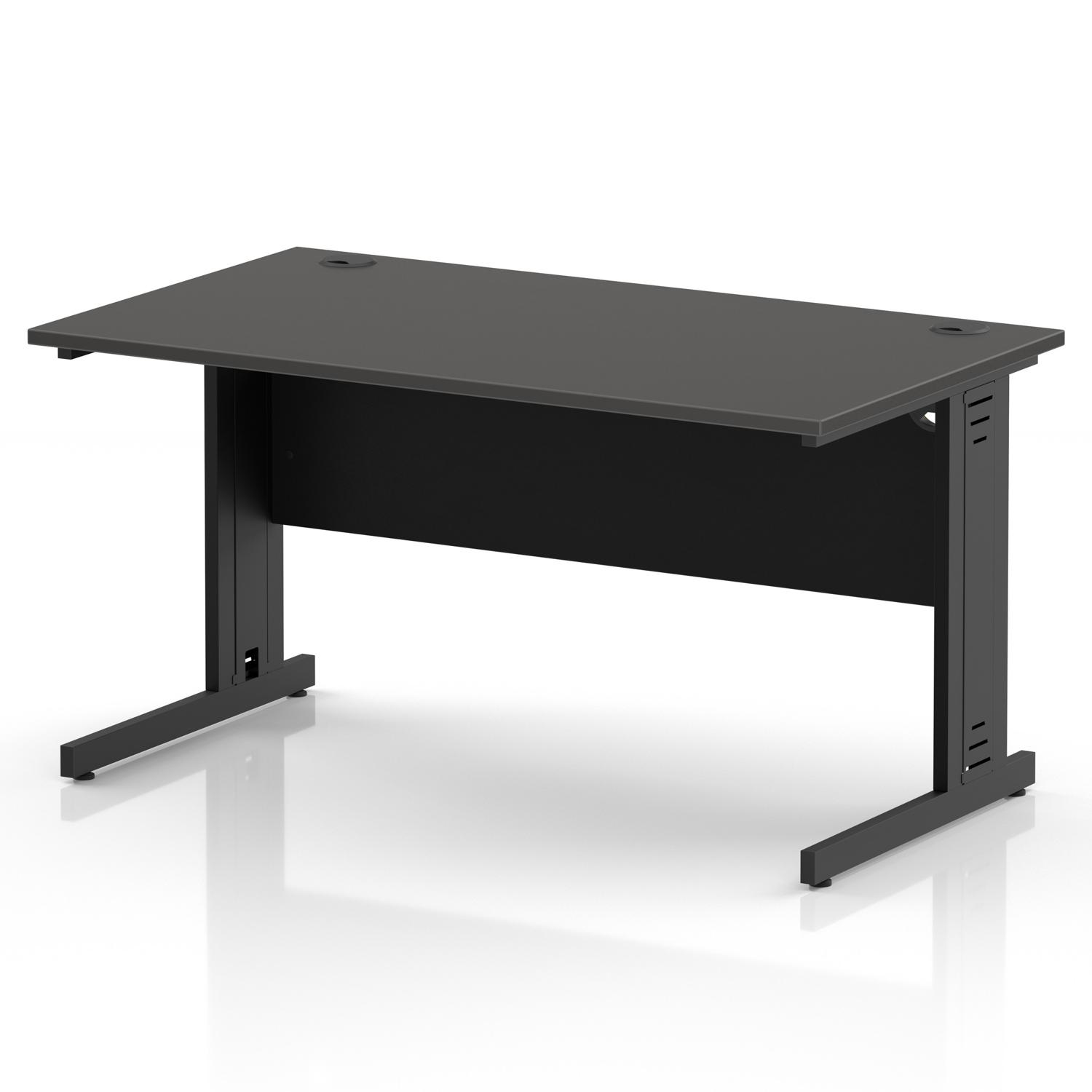 Impulse 1400 x 800mm Straight Office Desk Carbon Grey Top Black Cable Managed Leg Impulse 1400 x 800mm Straight Office Desk Carbon Grey Top Black Cable Managed Leg