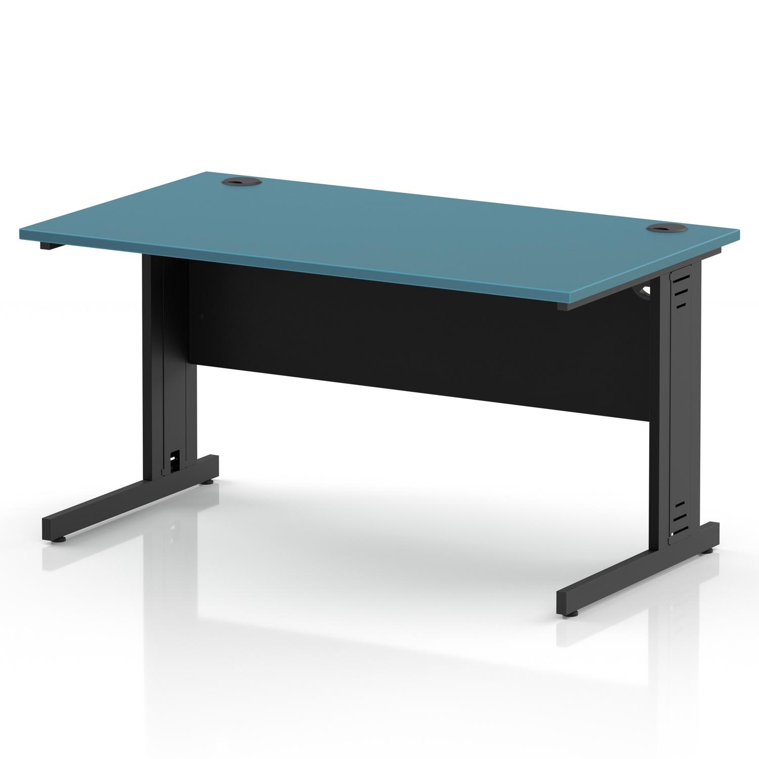 Impulse 1400 x 800mm Straight Office Desk Dark Teal Top Black Cable Managed Leg Impulse 1400 x 800mm Straight Office Desk Dark Teal Top Black Cable Managed Leg