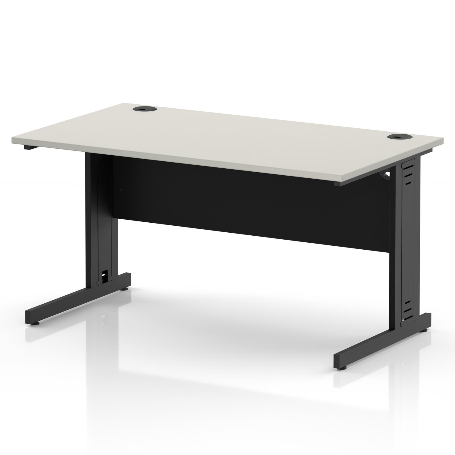 Impulse 1400 x 800mm Straight Office Desk Dove Grey Top Black Cable Managed Leg Impulse 1400 x 800mm Straight Office Desk Dove Grey Top Black Cable Managed Leg