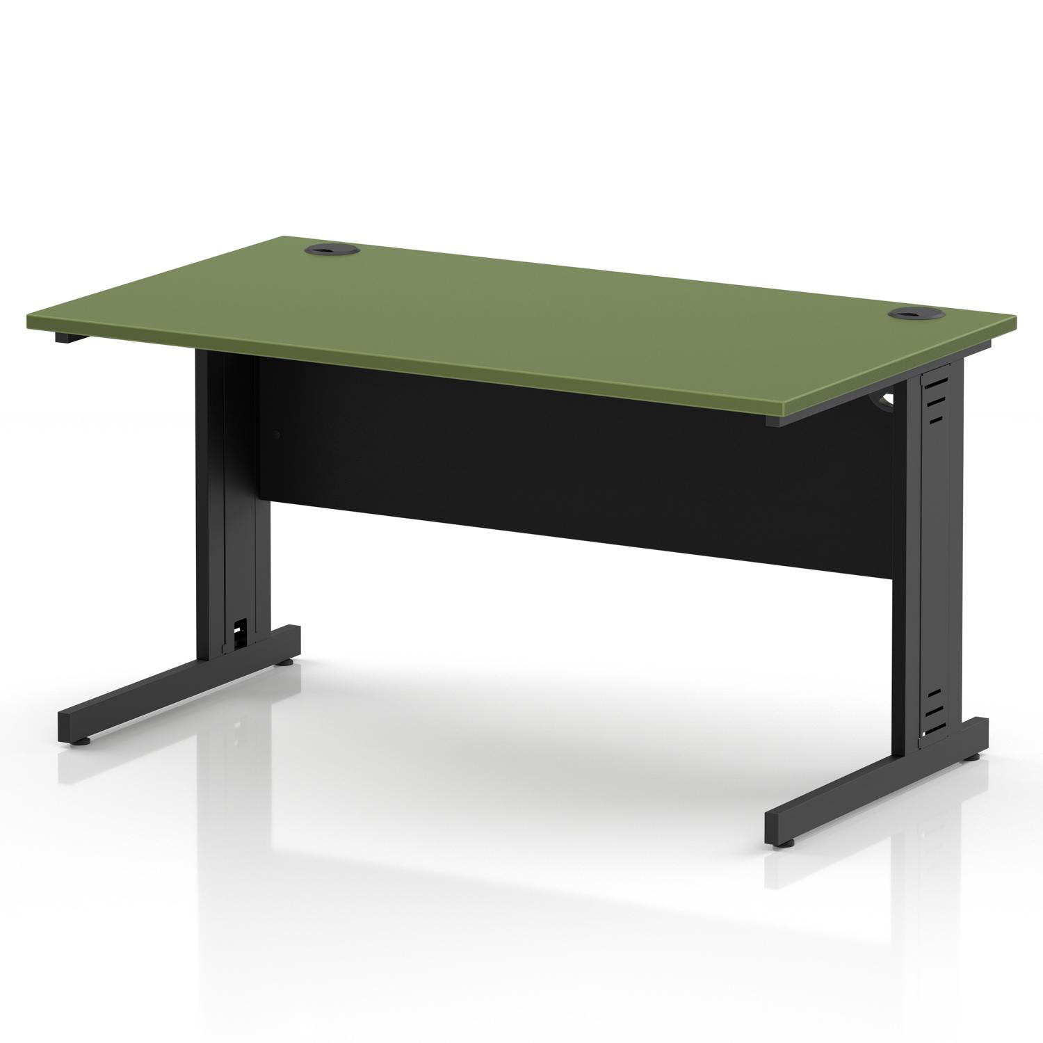 Impulse 1400 x 800mm Straight Office Desk Moss Green Top Black Cable Managed Leg Impulse 1400 x 800mm Straight Office Desk Moss Green Top Black Cable Managed Leg