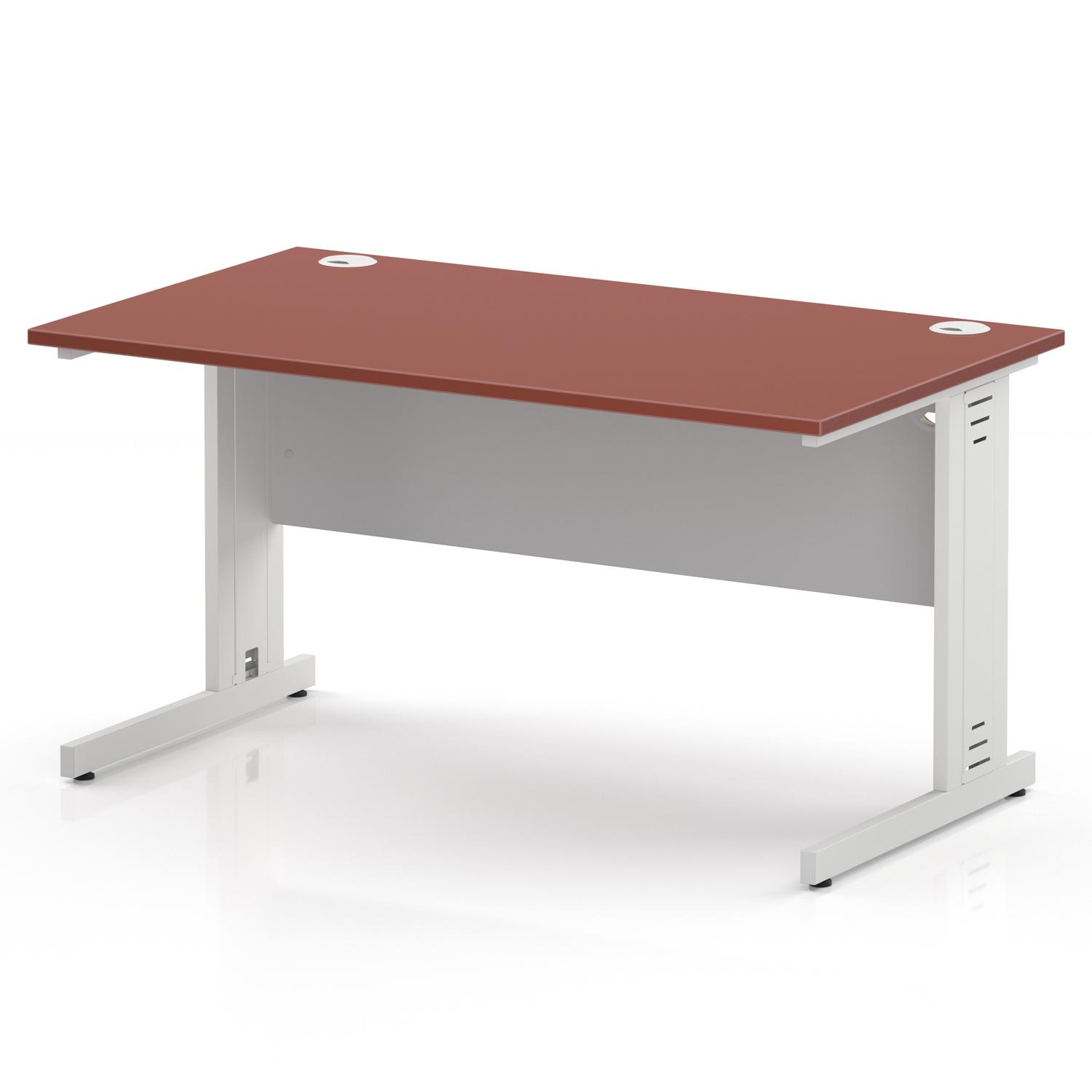 Impulse 1400 x 800mm Straight Office Desk Brick Red Top White Cable Managed Leg Impulse 1400 x 800mm Straight Office Desk Brick Red Top White Cable Managed Leg