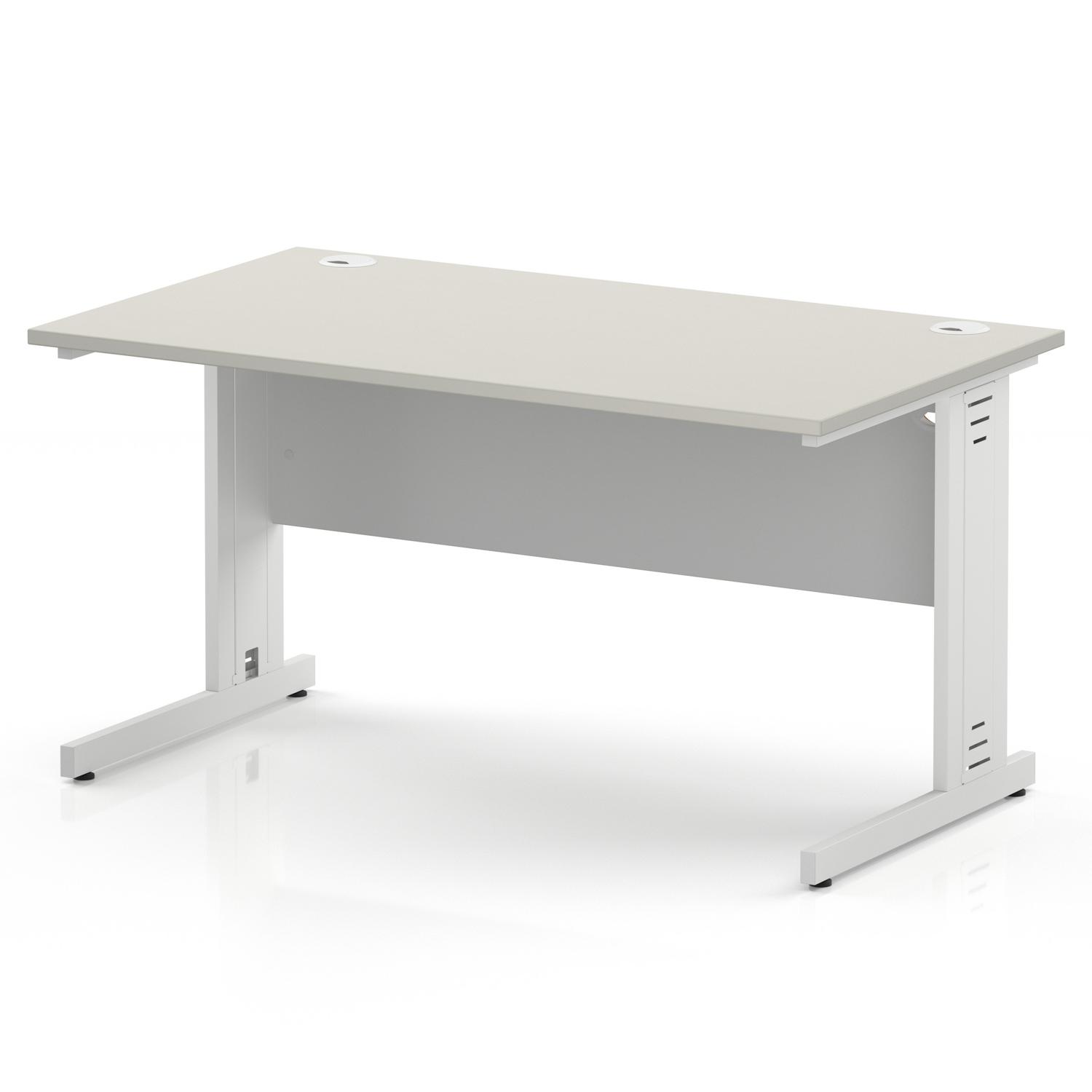 Impulse 1400 x 800mm Straight Office Desk Dove Grey Top White Cable Managed Leg Impulse 1400 x 800mm Straight Office Desk Dove Grey Top White Cable Managed Leg