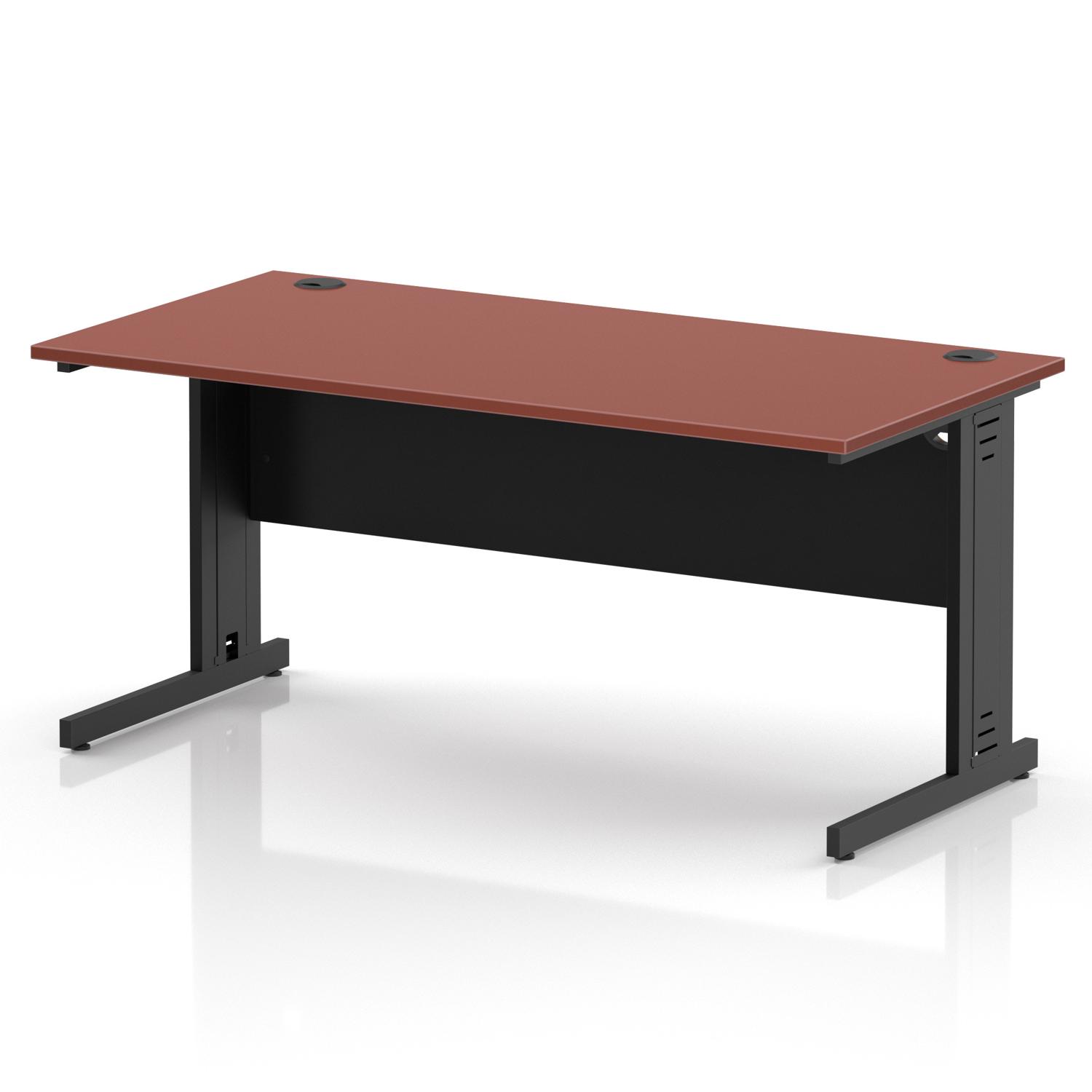 Impulse 1600 x 800mm Straight Office Desk Brick Red Top Black Cable Managed Leg Impulse 1600 x 800mm Straight Office Desk Brick Red Top Black Cable Managed Leg