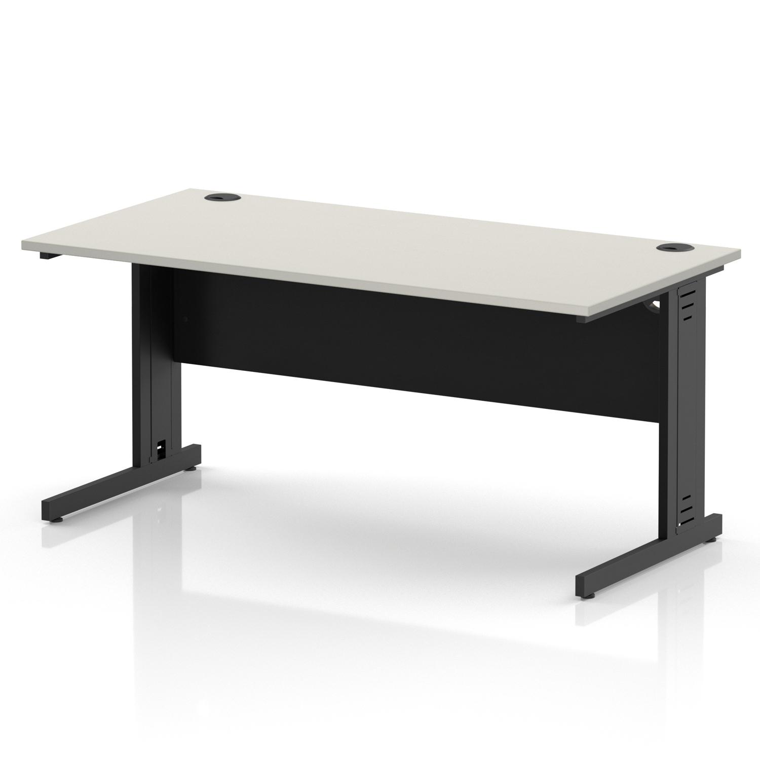 Impulse 1600 x 800mm Straight Office Desk Dove Grey Top Black Cable Managed Leg Impulse 1600 x 800mm Straight Office Desk Dove Grey Top Black Cable Managed Leg