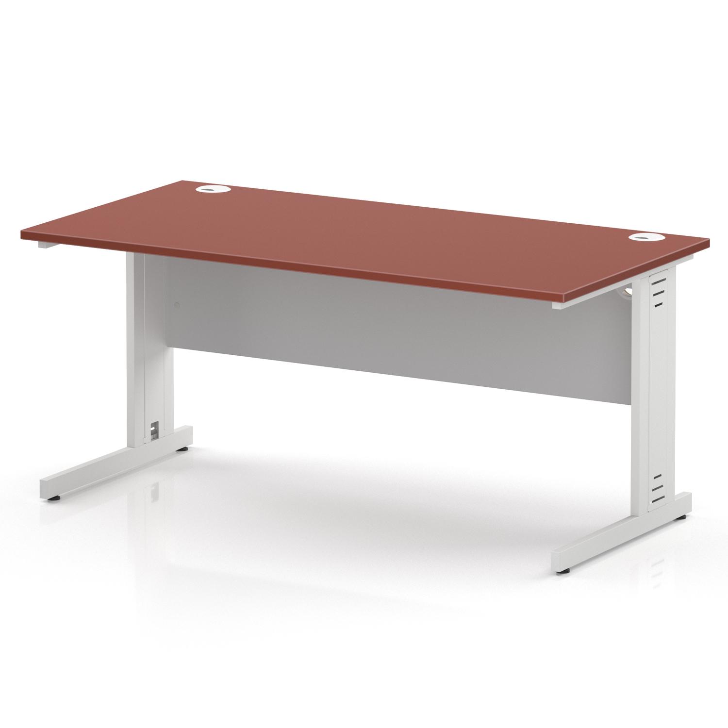Impulse 1600 x 800mm Straight Office Desk Brick Red Top White Cable Managed Leg Impulse 1600 x 800mm Straight Office Desk Brick Red Top White Cable Managed Leg