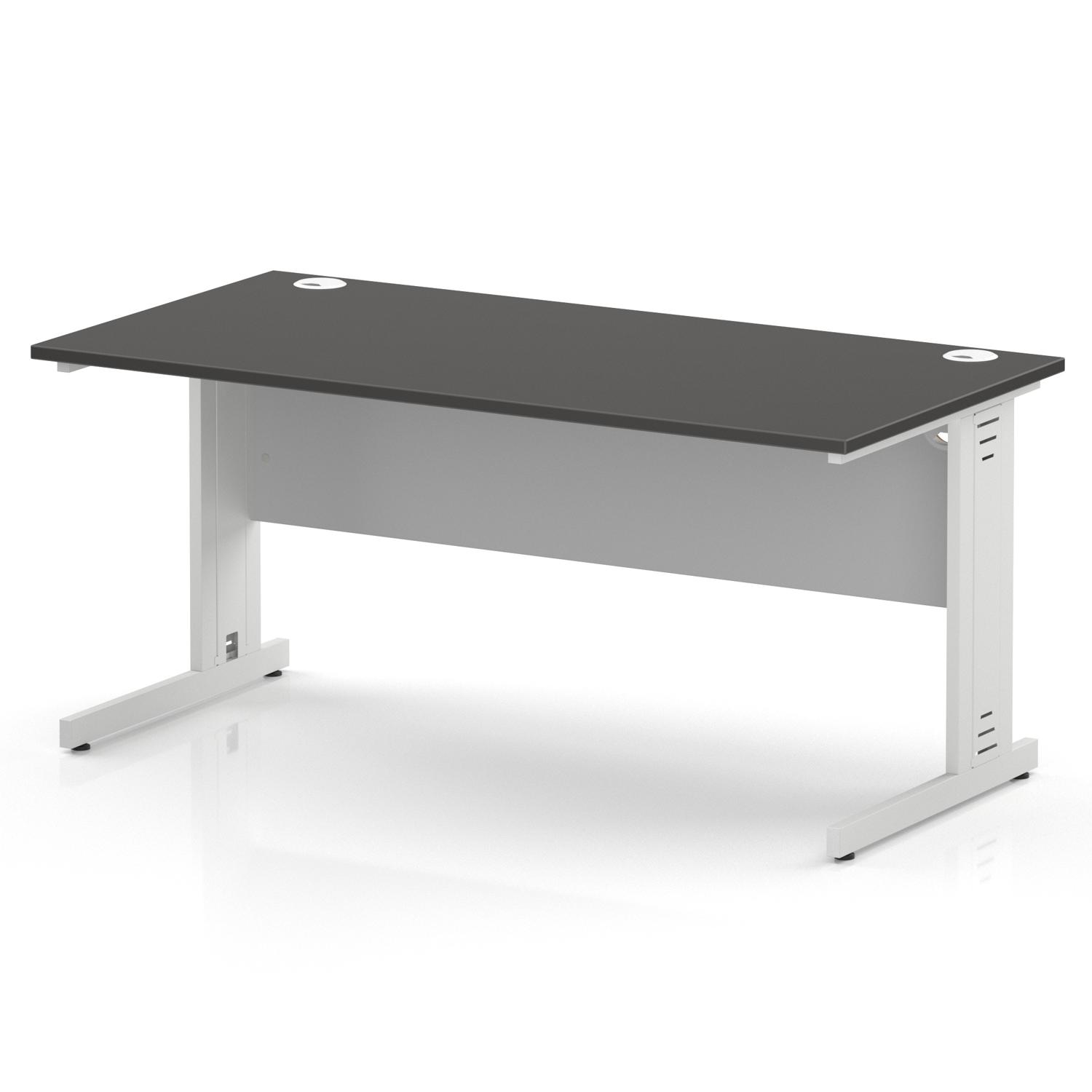 Impulse 1600 x 800mm Straight Office Desk Carbon Grey Top White Cable Managed Leg Impulse 1600 x 800mm Straight Office Desk Carbon Grey Top White Cable Managed Leg