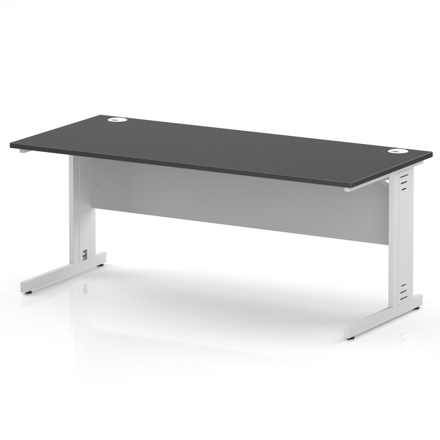 Impulse 1800 x 800mm Straight Office Desk Carbon Grey Top White Cable Managed Leg Impulse 1800 x 800mm Straight Office Desk Carbon Grey Top White Cable Managed Leg
