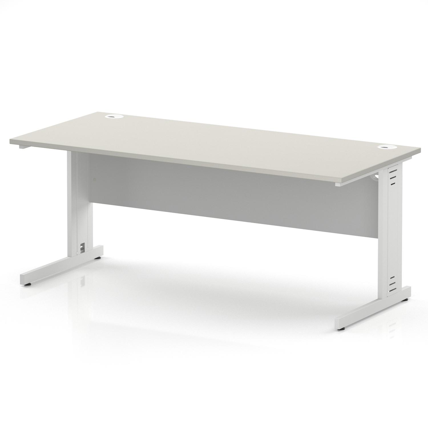 Impulse 1800 x 800mm Straight Office Desk Dove Grey Top White Cable Managed Leg Impulse 1800 x 800mm Straight Office Desk Dove Grey Top White Cable Managed Leg