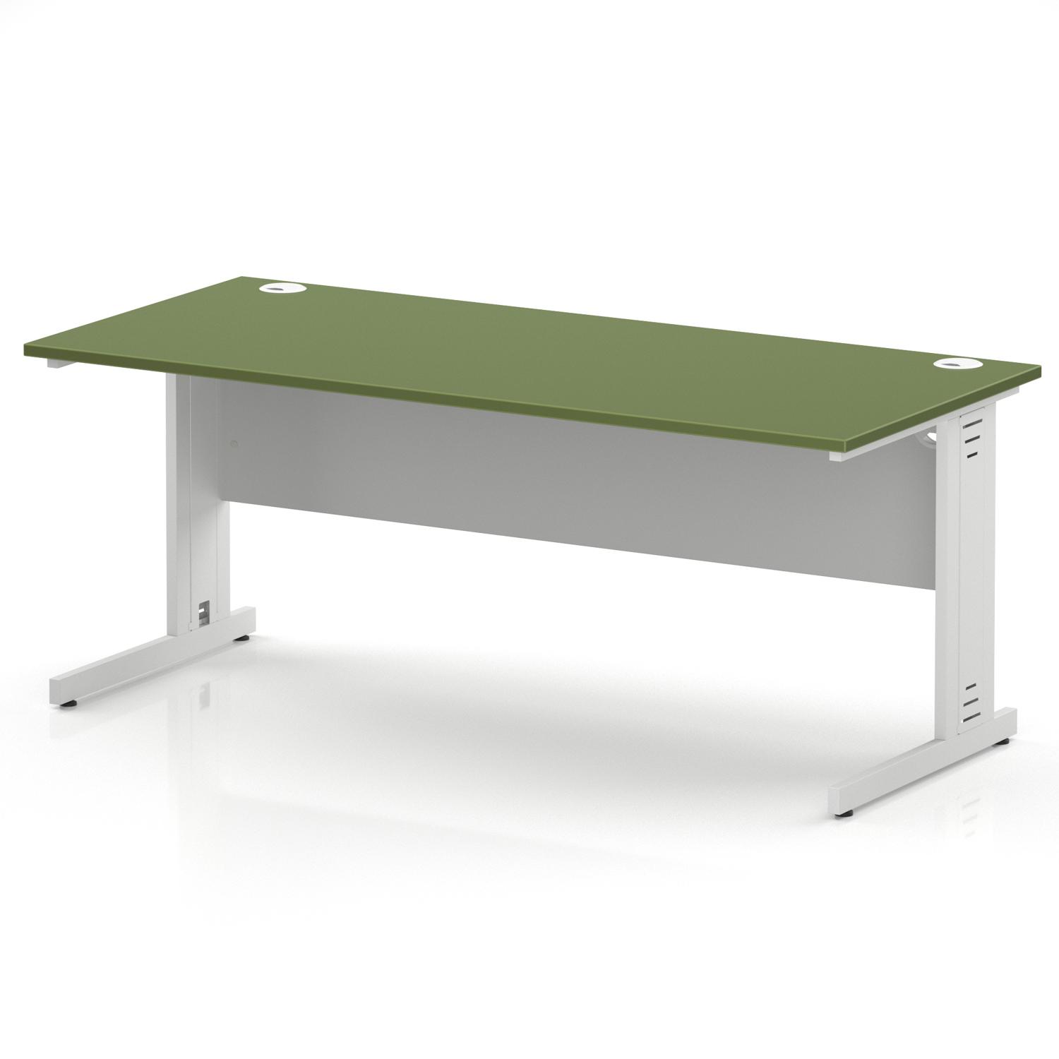 Impulse 1800 x 800mm Straight Office Desk Moss Green Top White Cable Managed Leg Impulse 1800 x 800mm Straight Office Desk Moss Green Top White Cable Managed Leg