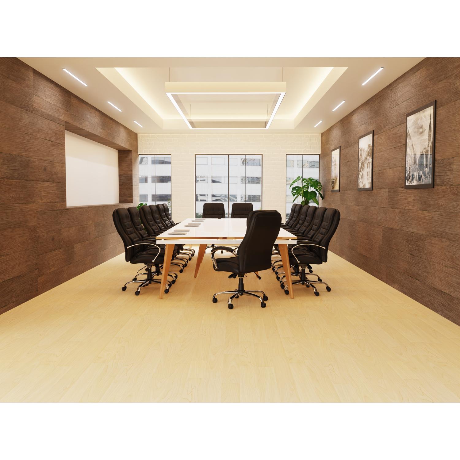 Oslo 4800mm Rectangular Boardroom Table White Top Natural Wood Edge White Frame