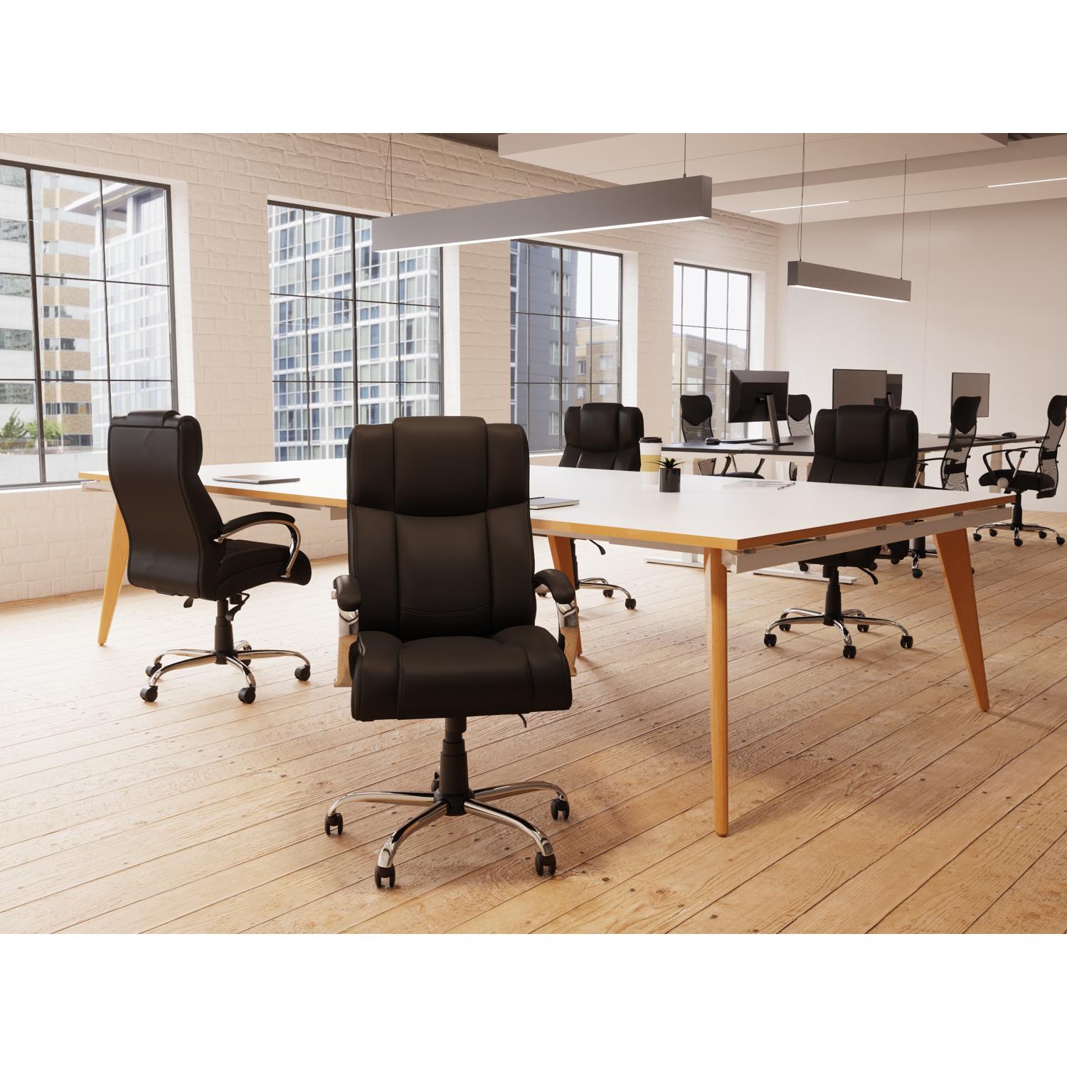 Oslo 3200mm Rectangular Boardroom Table White Top Natural Wood Edge White Frame