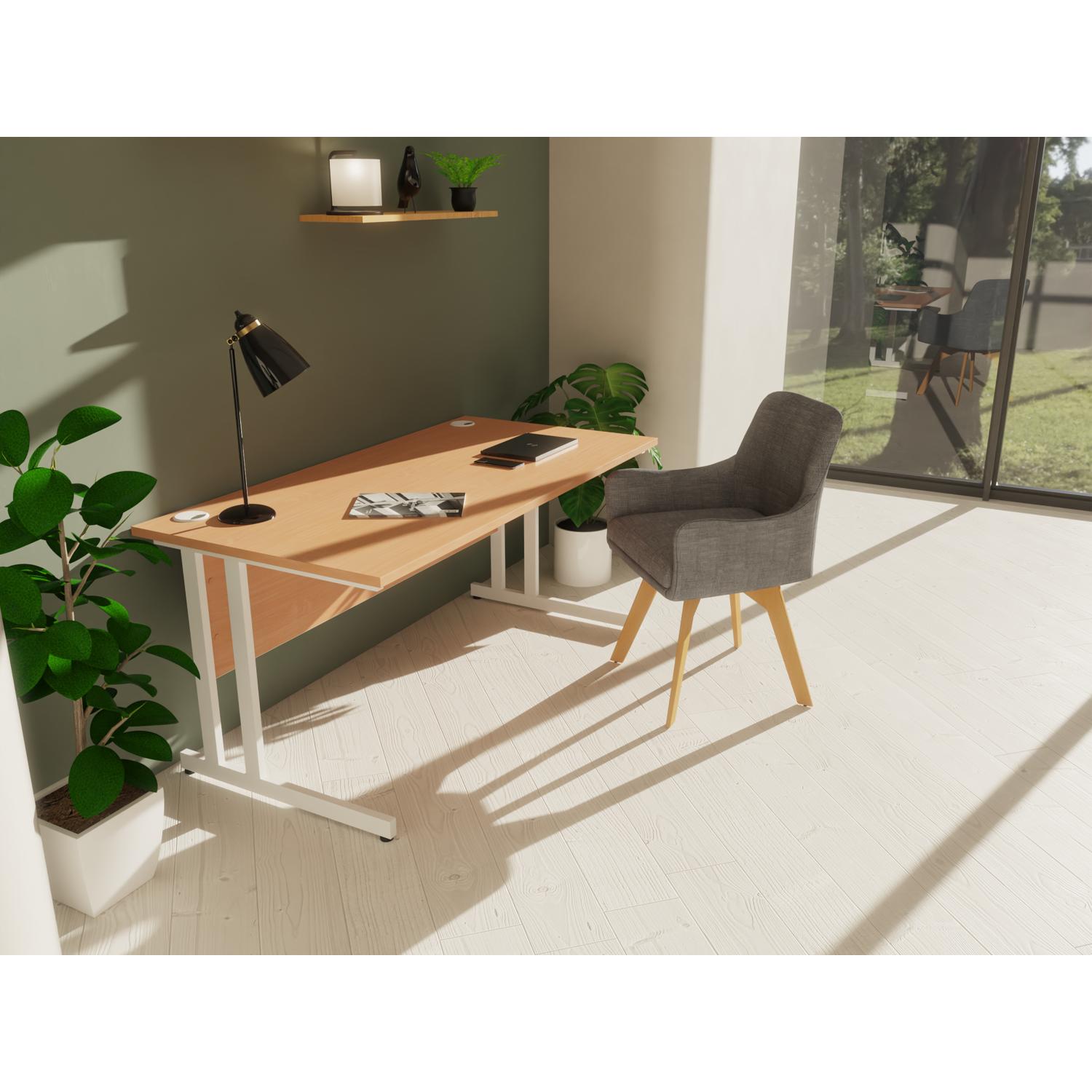 Impulse 1600 x 800mm Straight Office Desk Beech Top Black Cantilever Leg