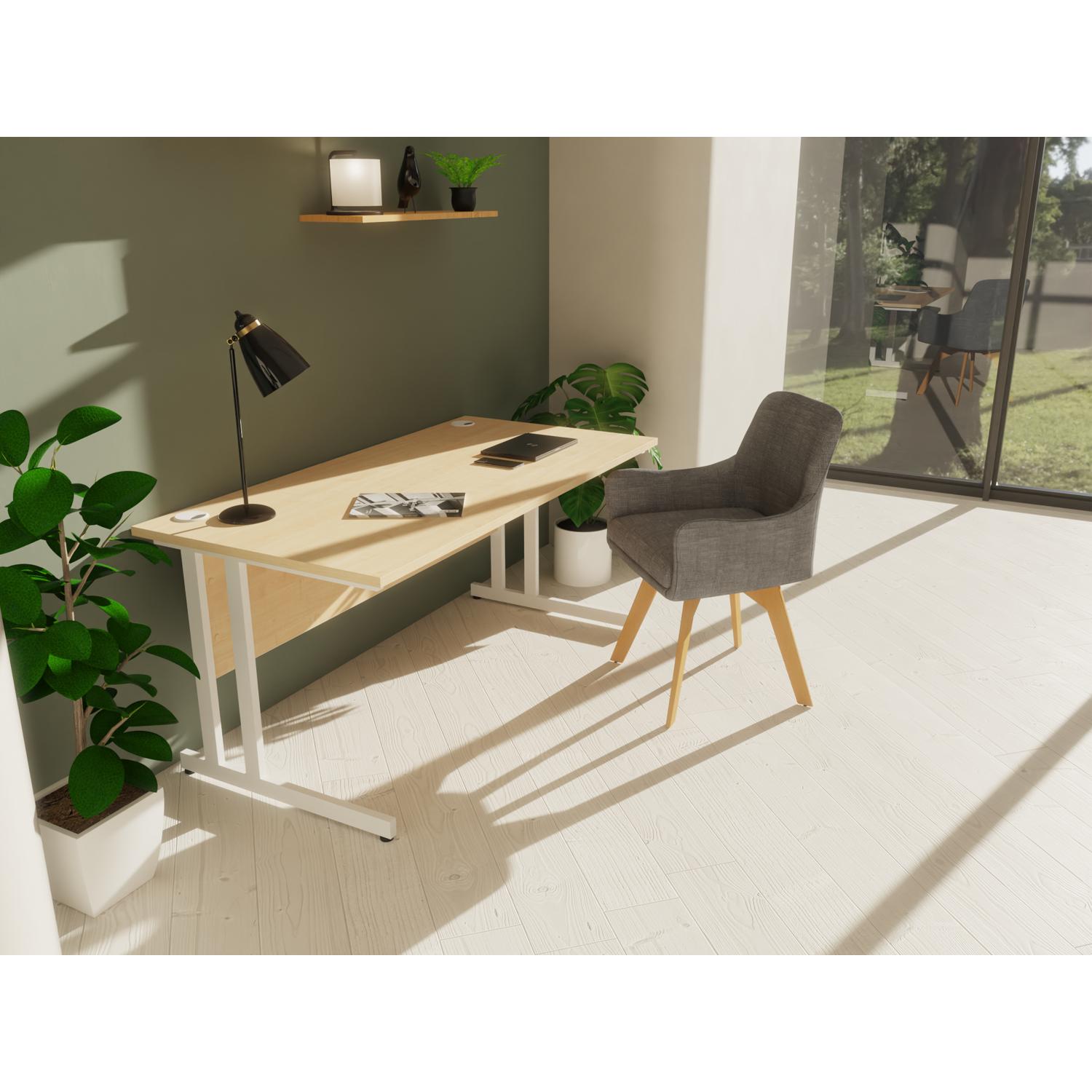 Impulse 1600 x 800mm Straight Office Desk Beech Top Black Cantilever Leg